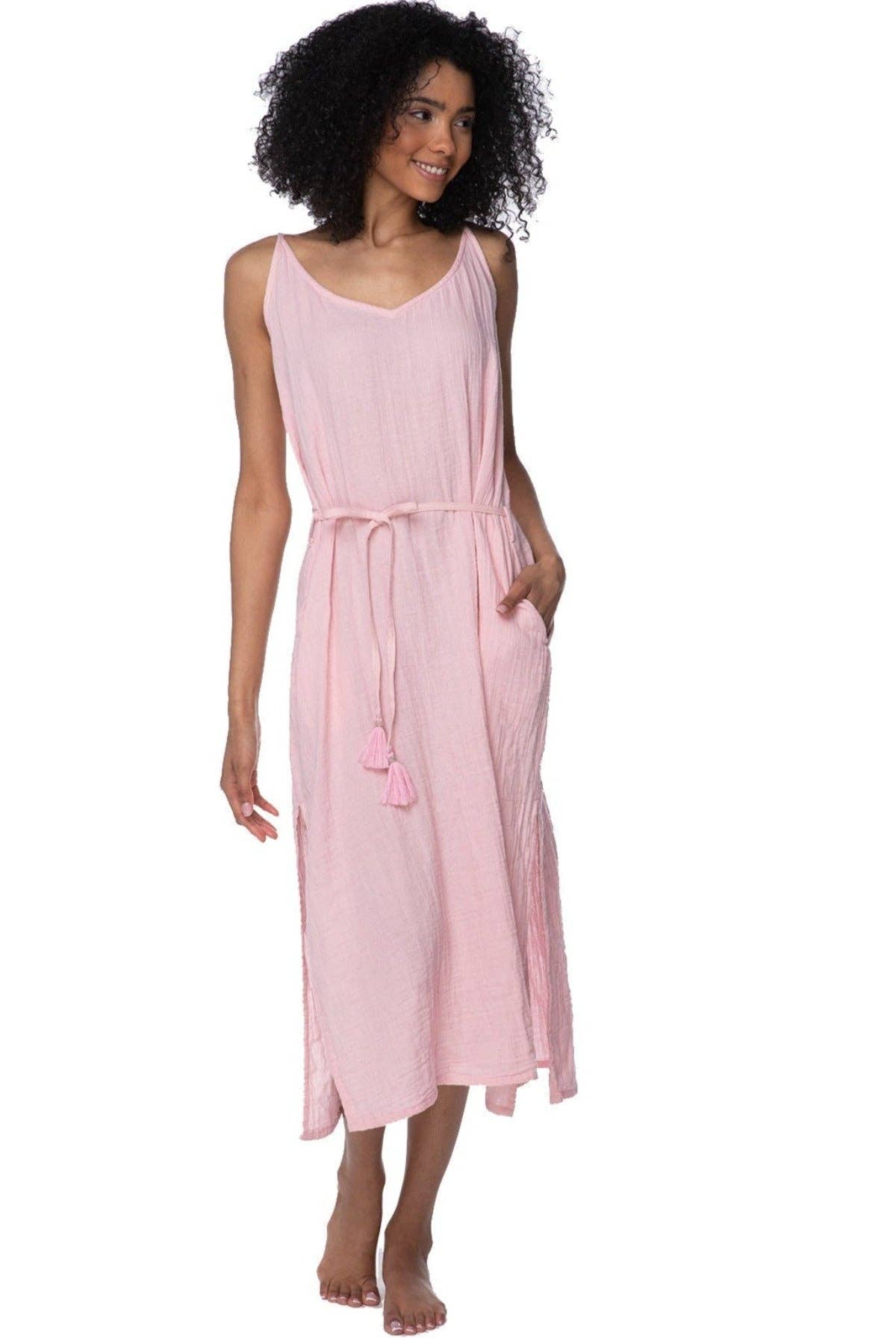 Double Gauze Trish Tank Dress in Solids: Pool Blue / 100% Cotton Double Gauze / S/M