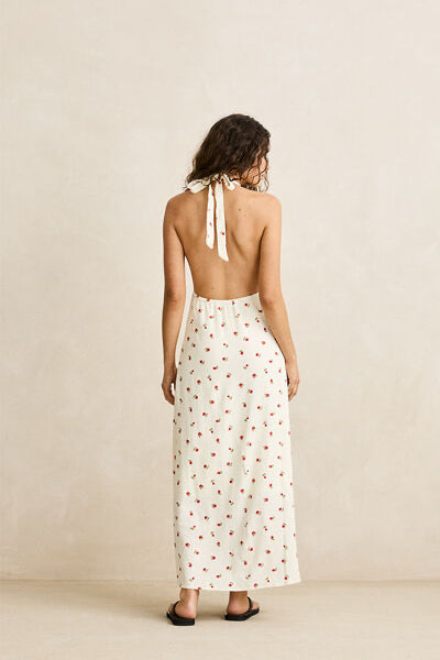 Rhythm Mila Floral Halter Neck Maxi Dress in Cream, additional view | Bikinibird