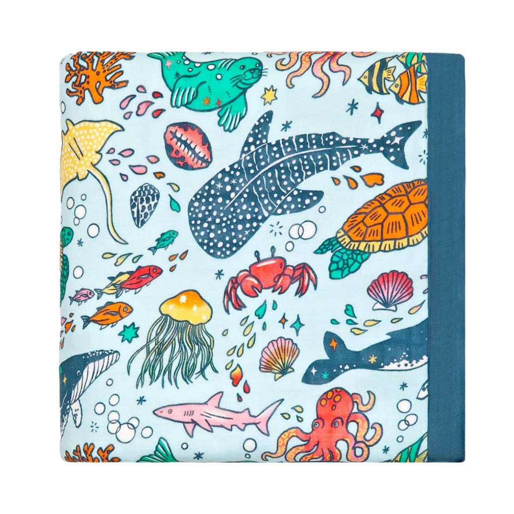 Coco Moon Big Blue World Baby Quilt