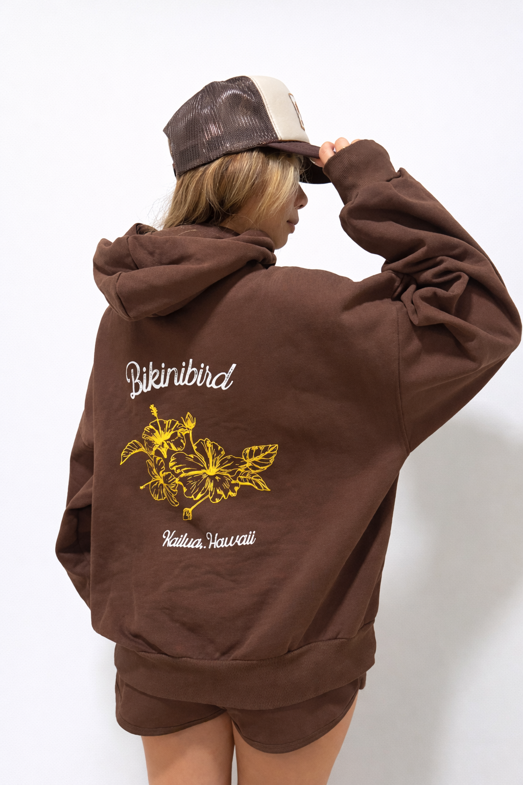 Bikinibird PICK FLOWERS Hoodie in Mocha