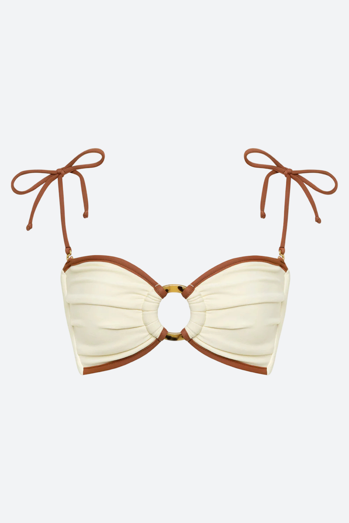 Montce Tori Ties Bandeau Bikini Top in Oat Terracotta Binded