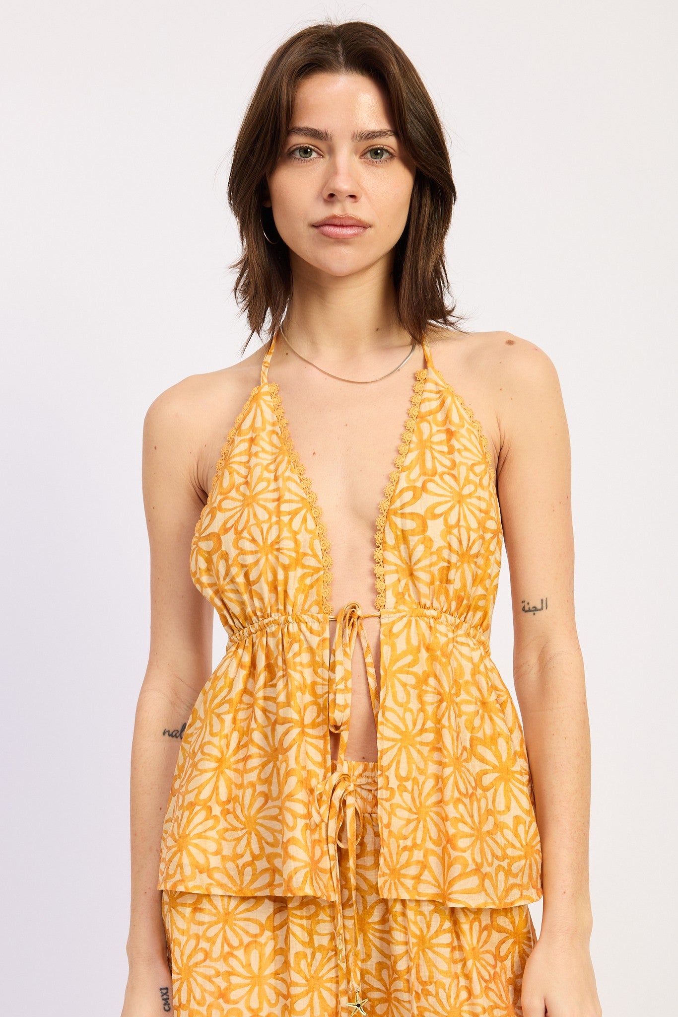 Golden Trip Halter Neck Top