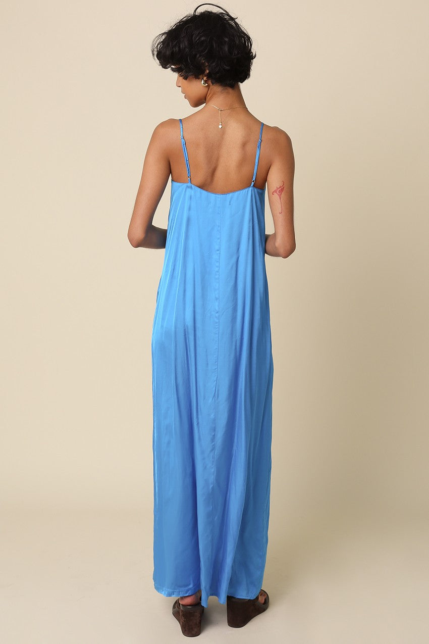 Golden Trip Slip Maxi Dress in Vivid Blue