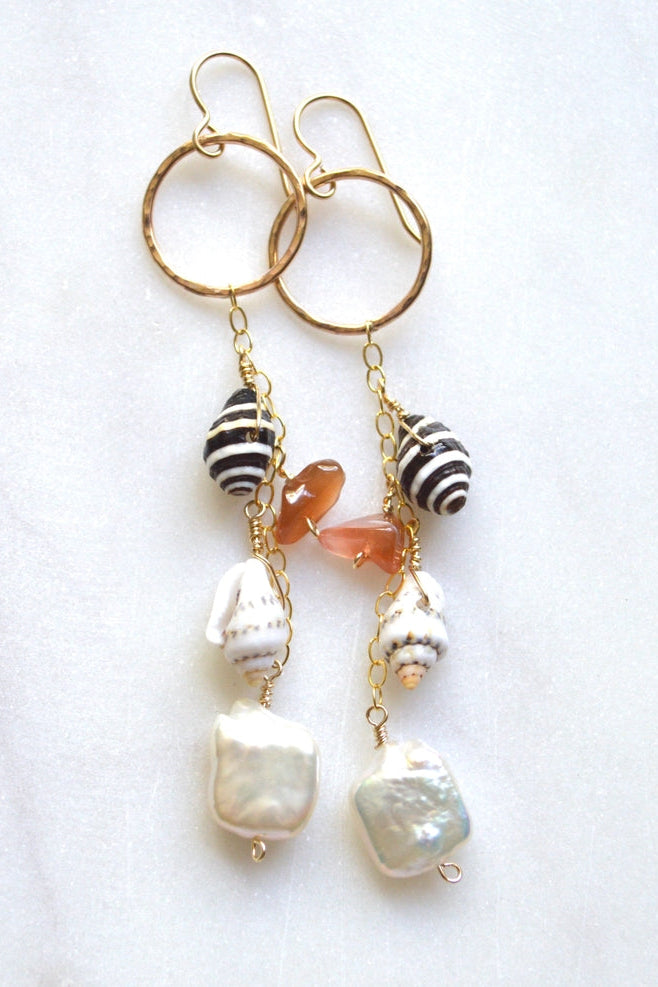 Salty But Sweet Pearl Shell Cluster Earrings