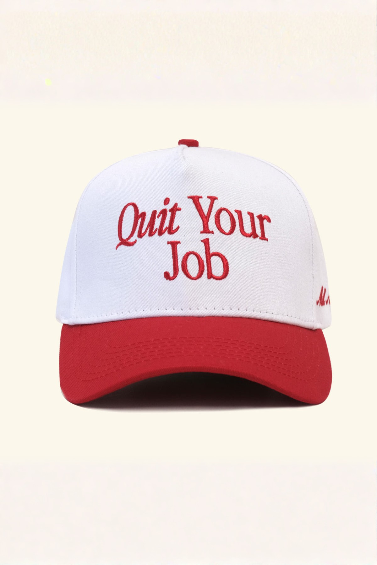 Motel Margarita Quit Your Job Snapback Hat in Cherry/White