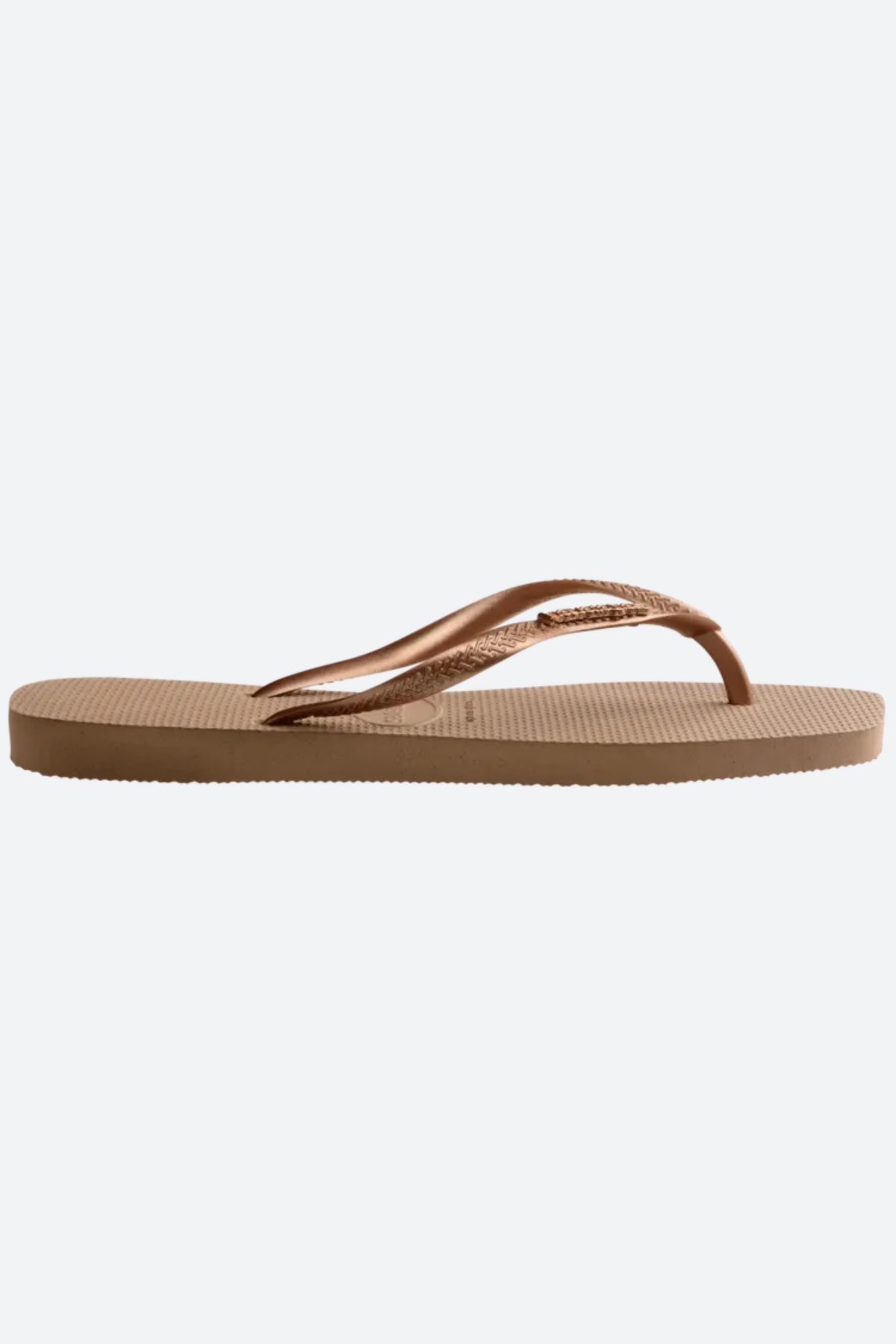 Havaianas Slim Square Logo Metallic Sandal in Rose Gold