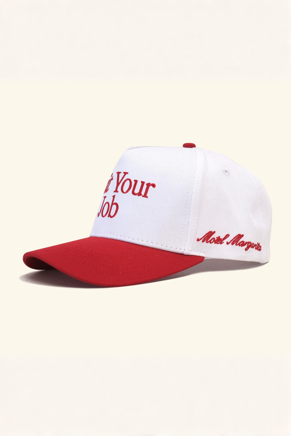 Motel Margarita Quit Your Job Snapback Hat in Cherry/White