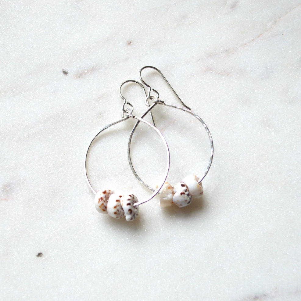 Salty But Sweet Triple Puka Shell Hoops