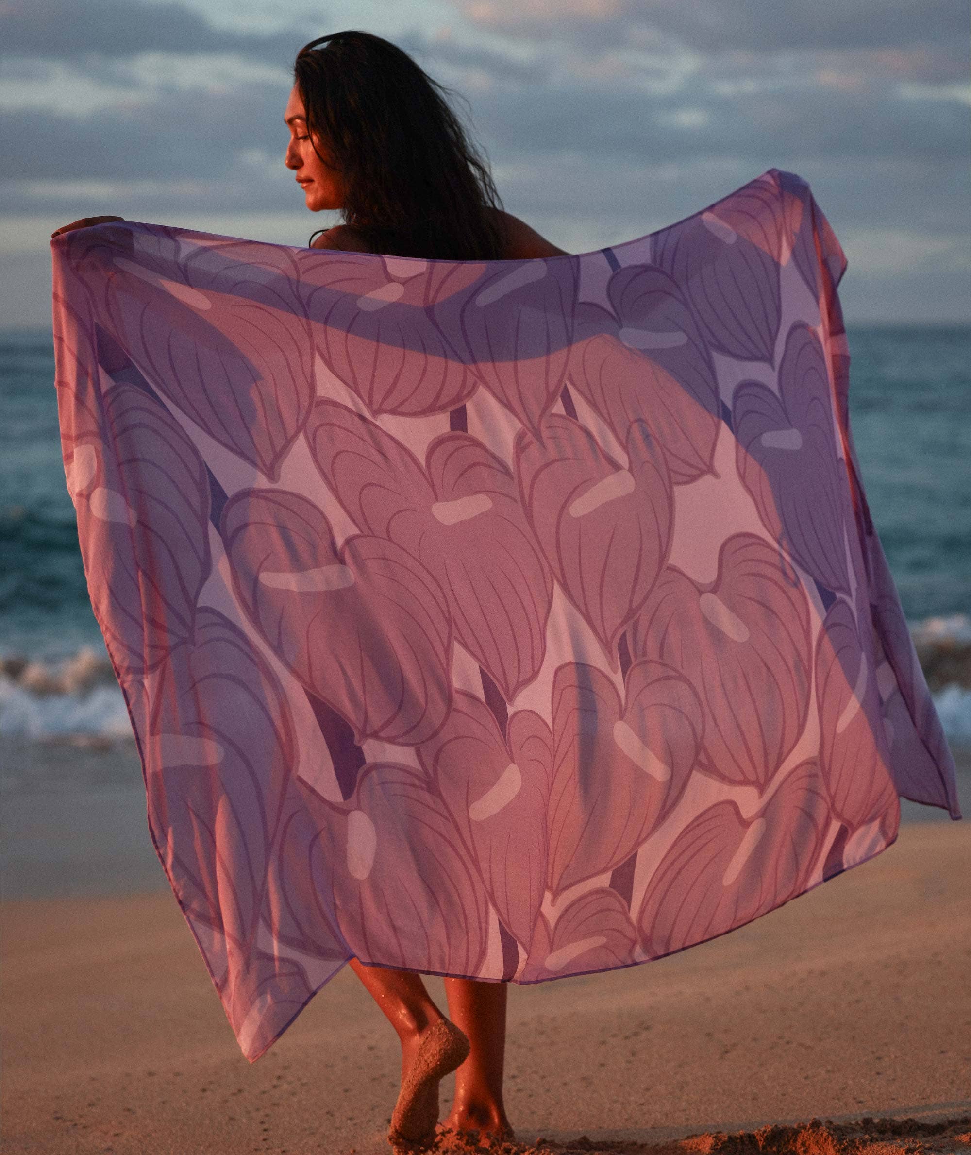 Tag Aloha Pareo in Anthurium Purple, additional view | Bikinibird
