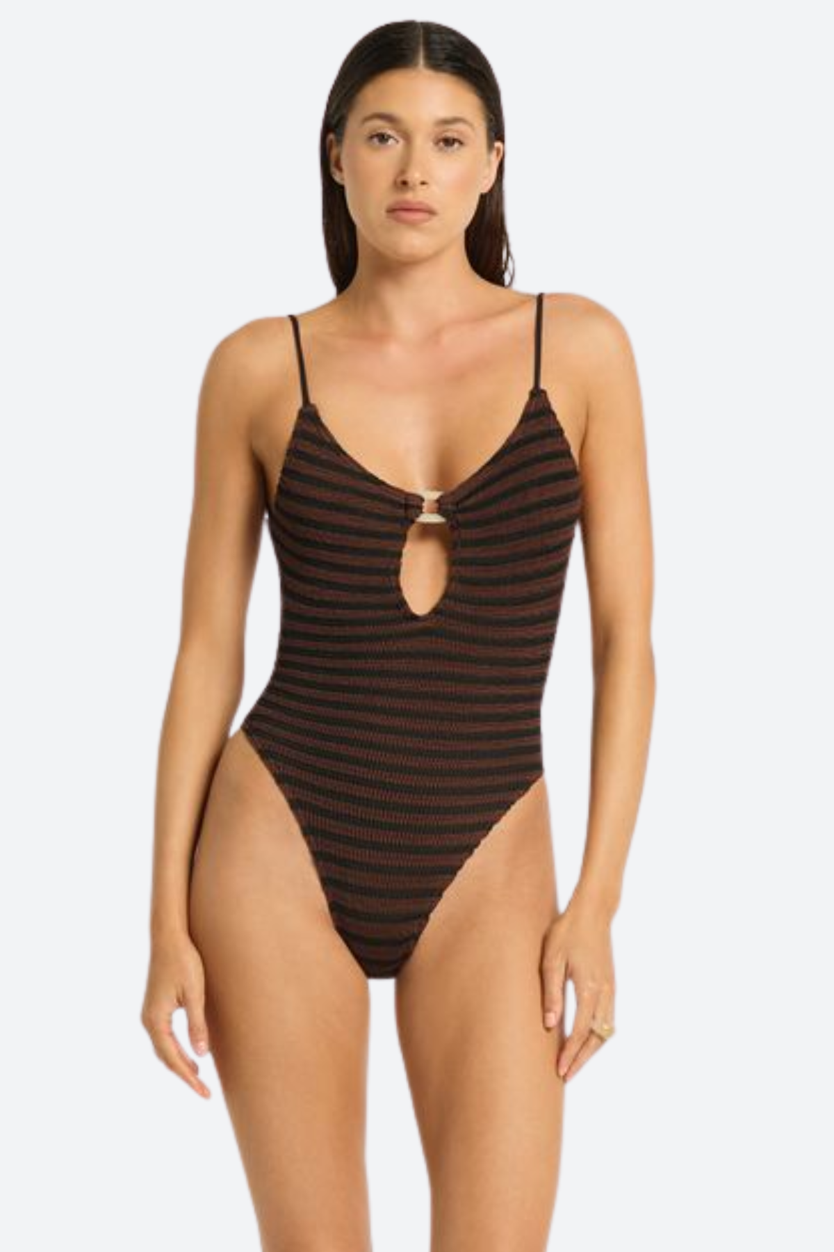 Bond-Eye Ring Arden One Piece in Carob / Black