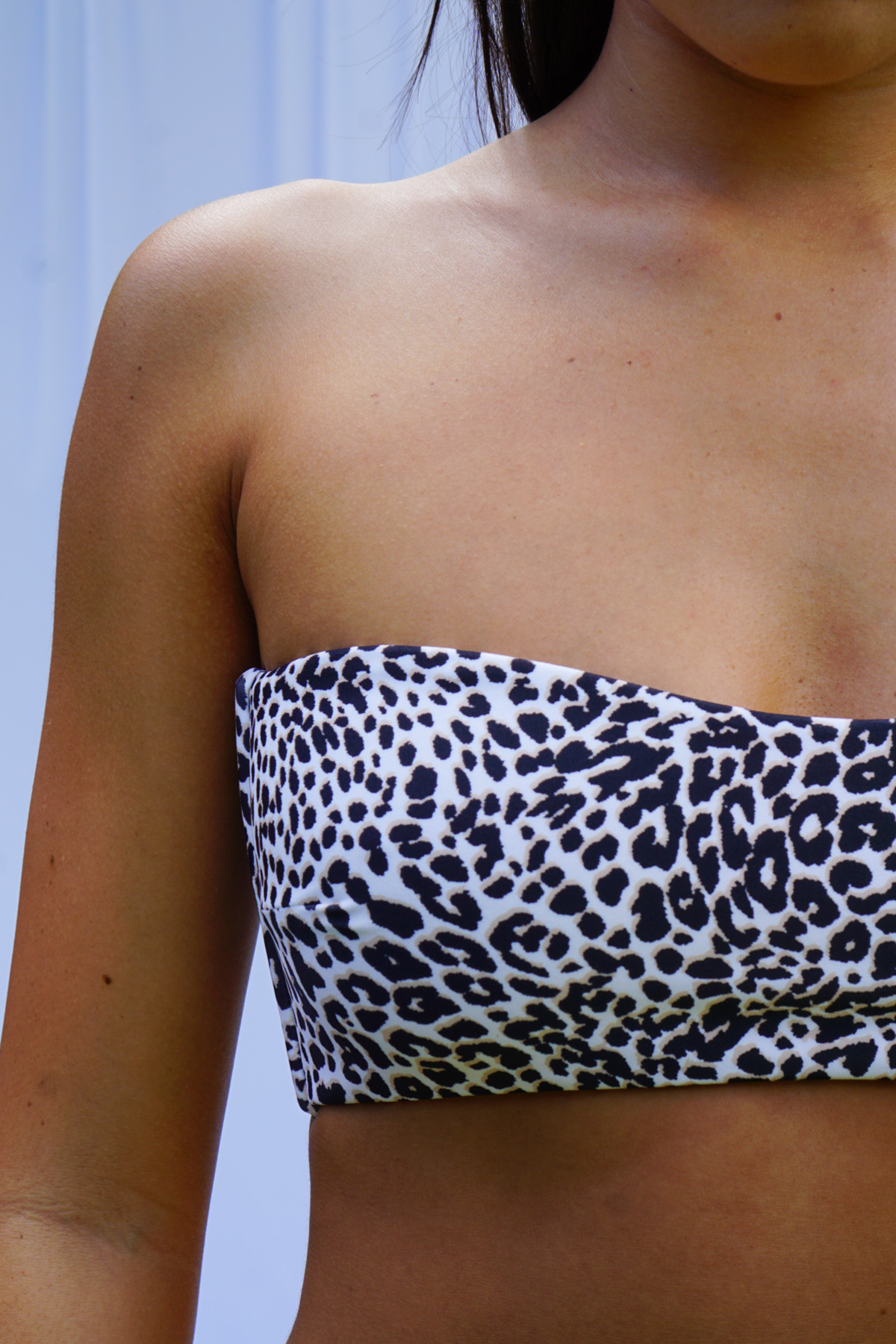 Golden Trip - Tulum Bandeau Bikini Top in Cheetah - Close Up | BikiniBird