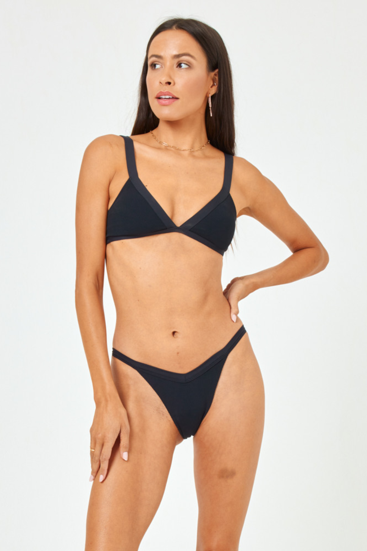 L*Space - Winona Bikini Bottom Classic in Black - Front View | BikiniBird