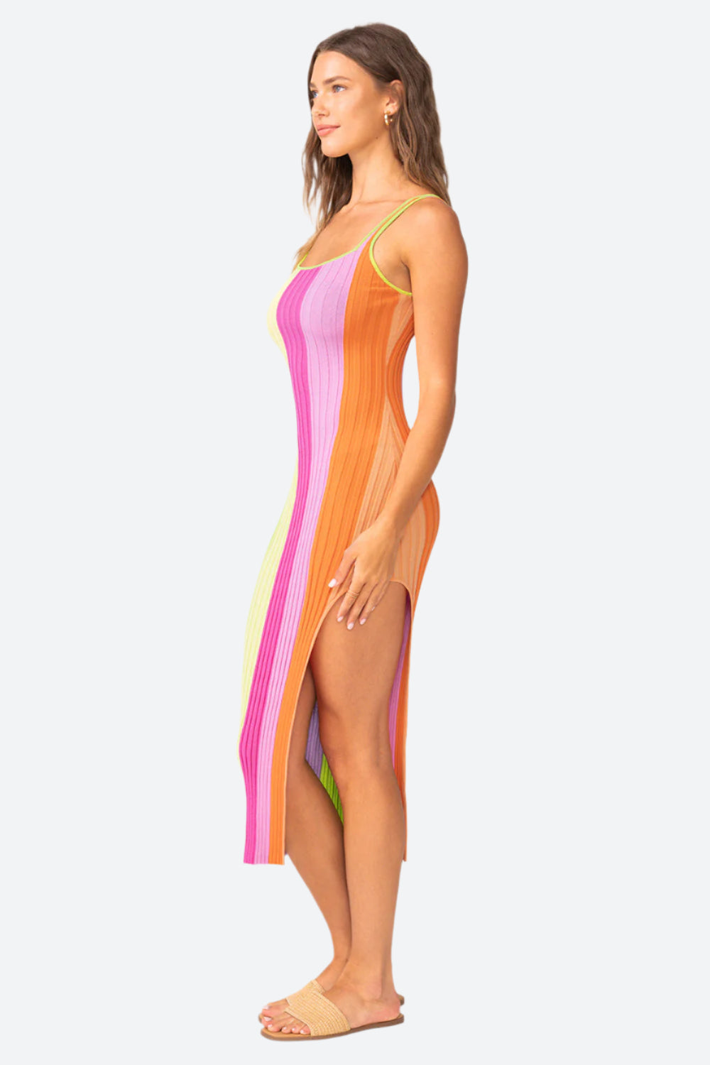 PQ Swim - Piper Slit Dress in Clementine - Side View | BikiniBird