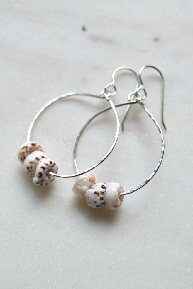 Salty But Sweet Triple Puka Shell Hoop Earrings | BikiniBird