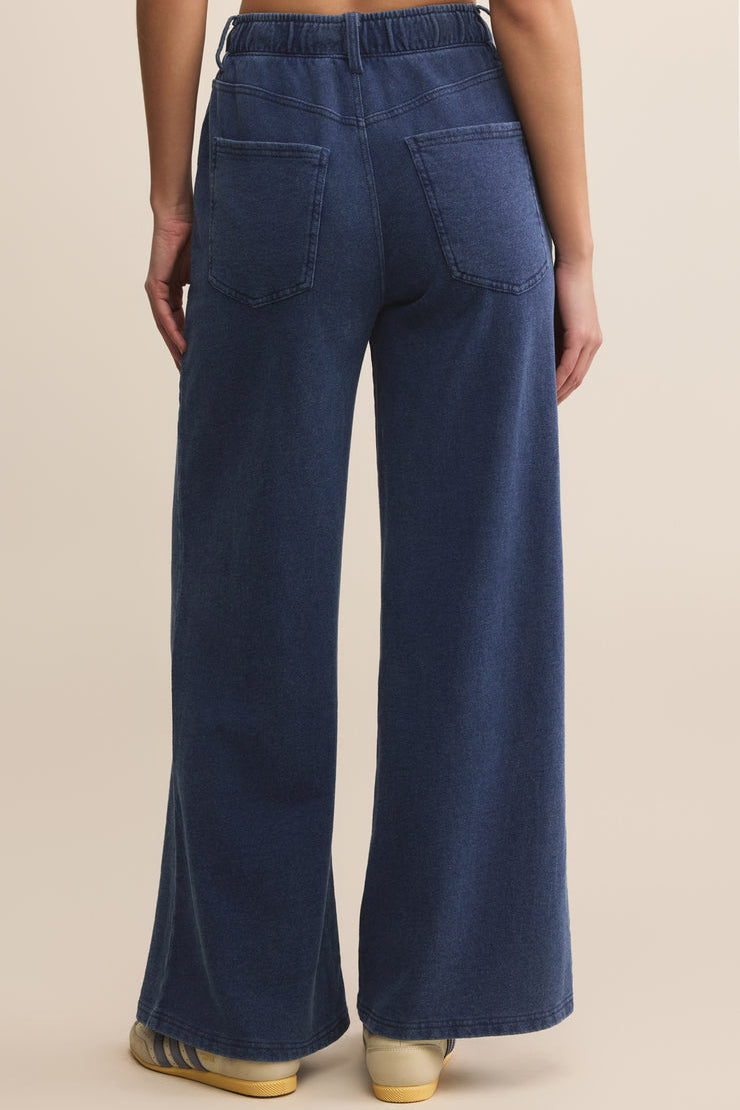 Z Supply - Entourage Knit Denim Pants in Indigo - Back View | BikiniBird