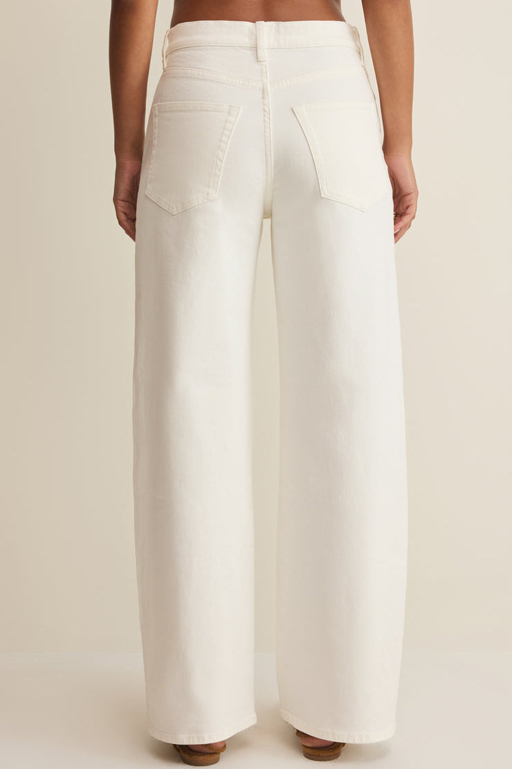 Z Supply - Remi High Rise Bowed Wide Pants in Cloud - Back View | BikiniBird