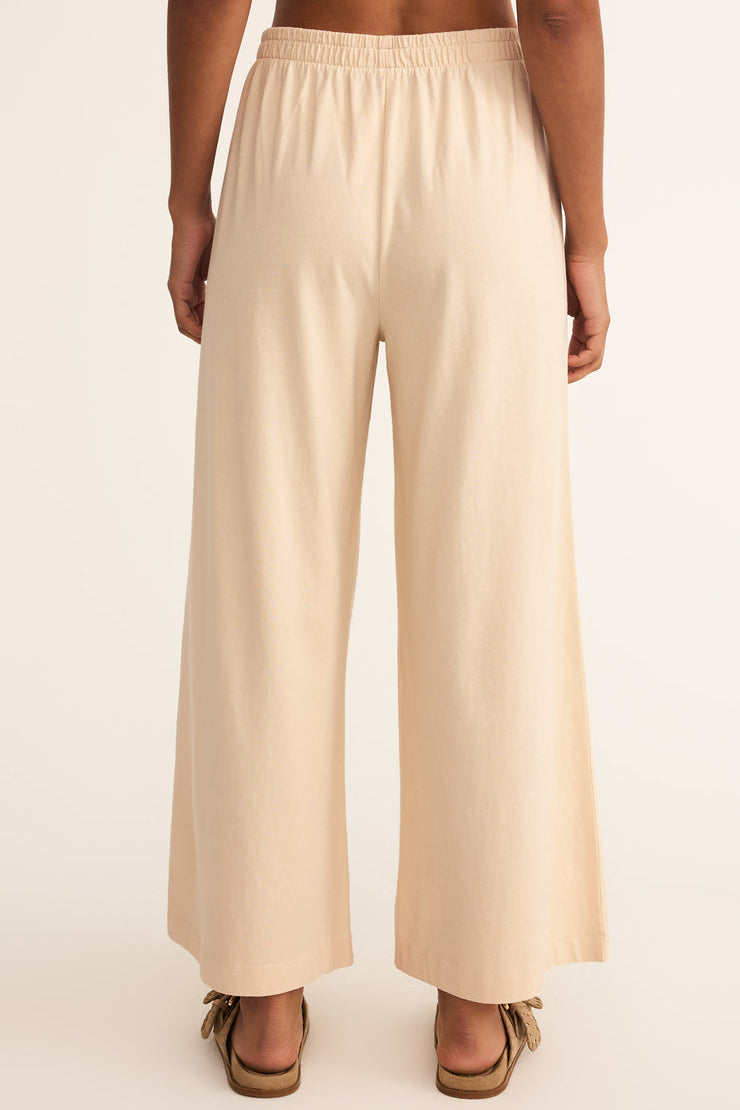 Z Supply - Scout Jersey Flare Pants in Panna Cotta - Back View | BikiniBird