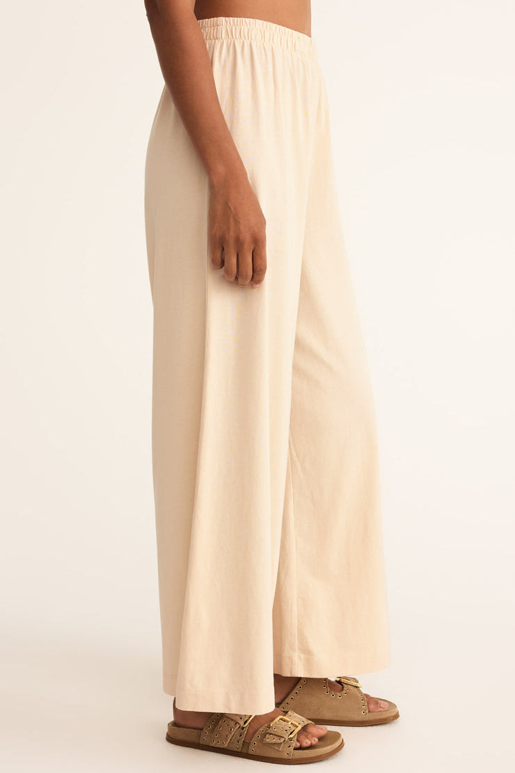 Z Supply - Scout Jersey Flare Pants in Panna Cotta - Side View | BikiniBird