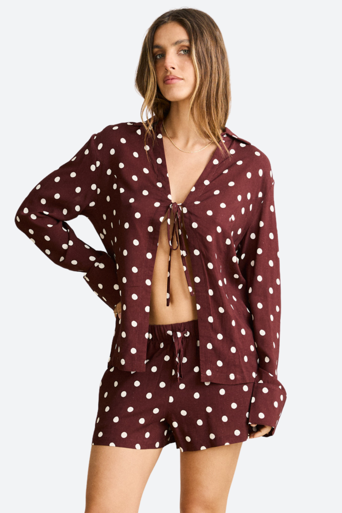 Rhythm Polka Dot Beach Short in Cafe