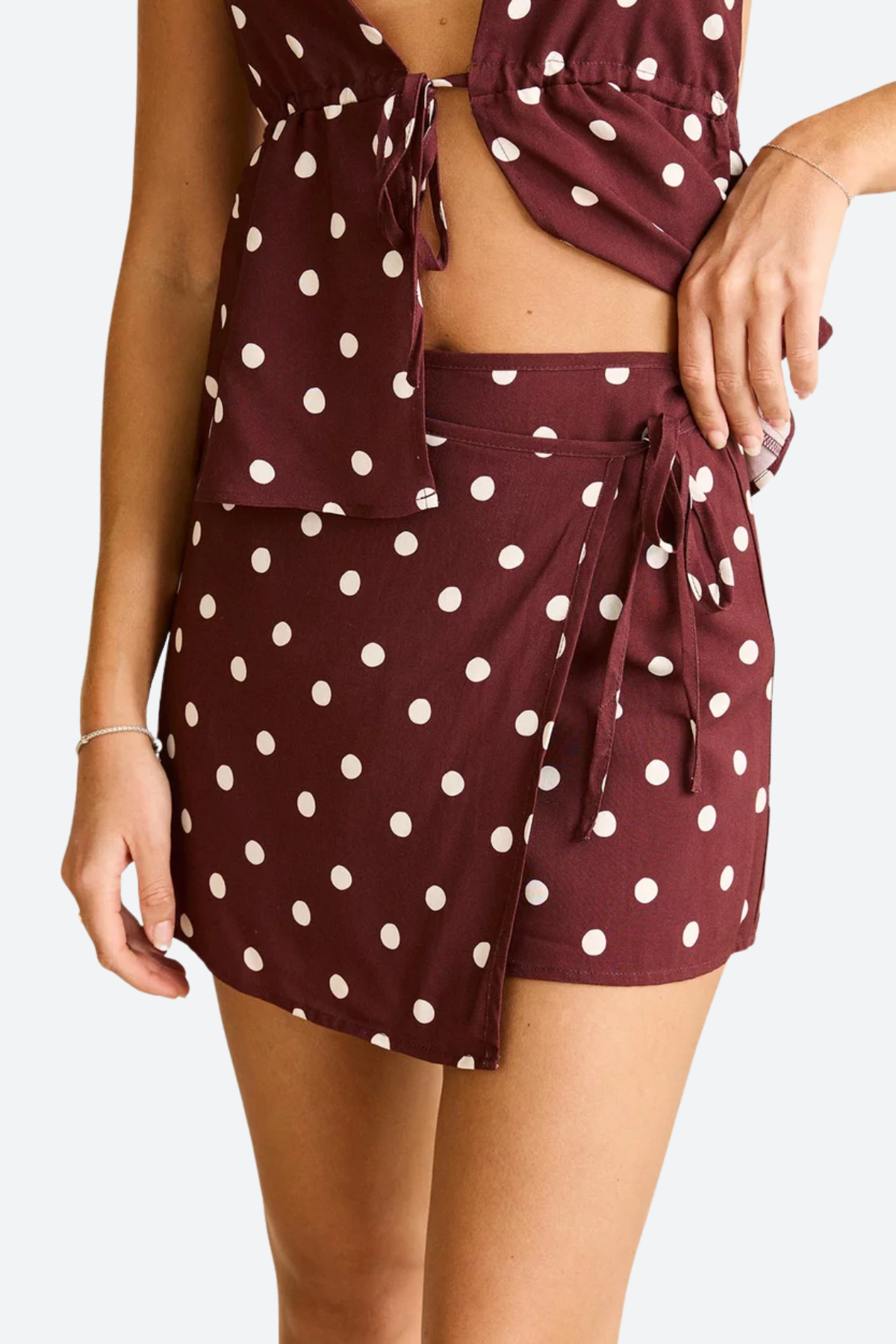Rhythm Dotti Mini Skirt in Cafe