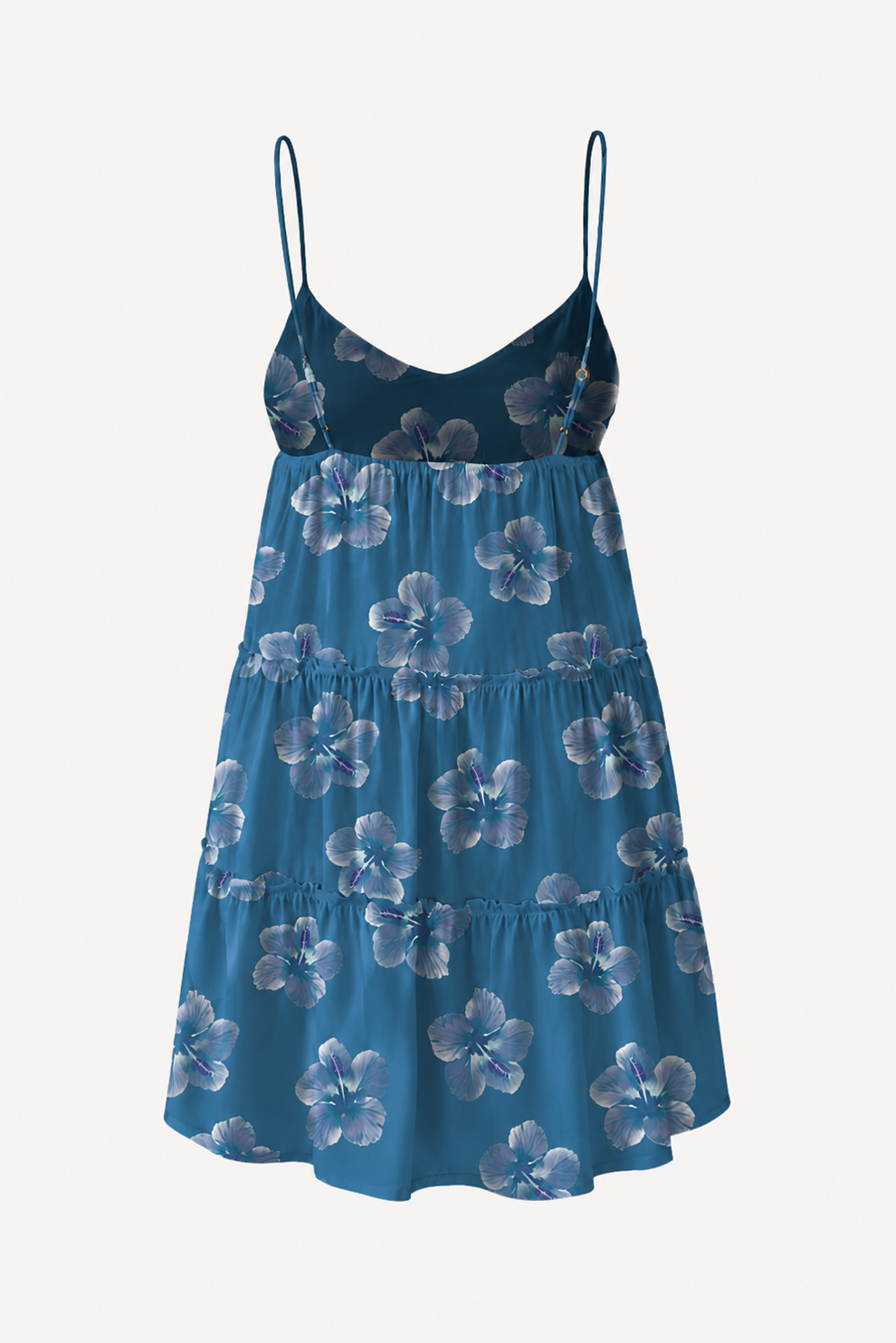 MAI Charlie Midi Dress in Steel Blue Hibiscus