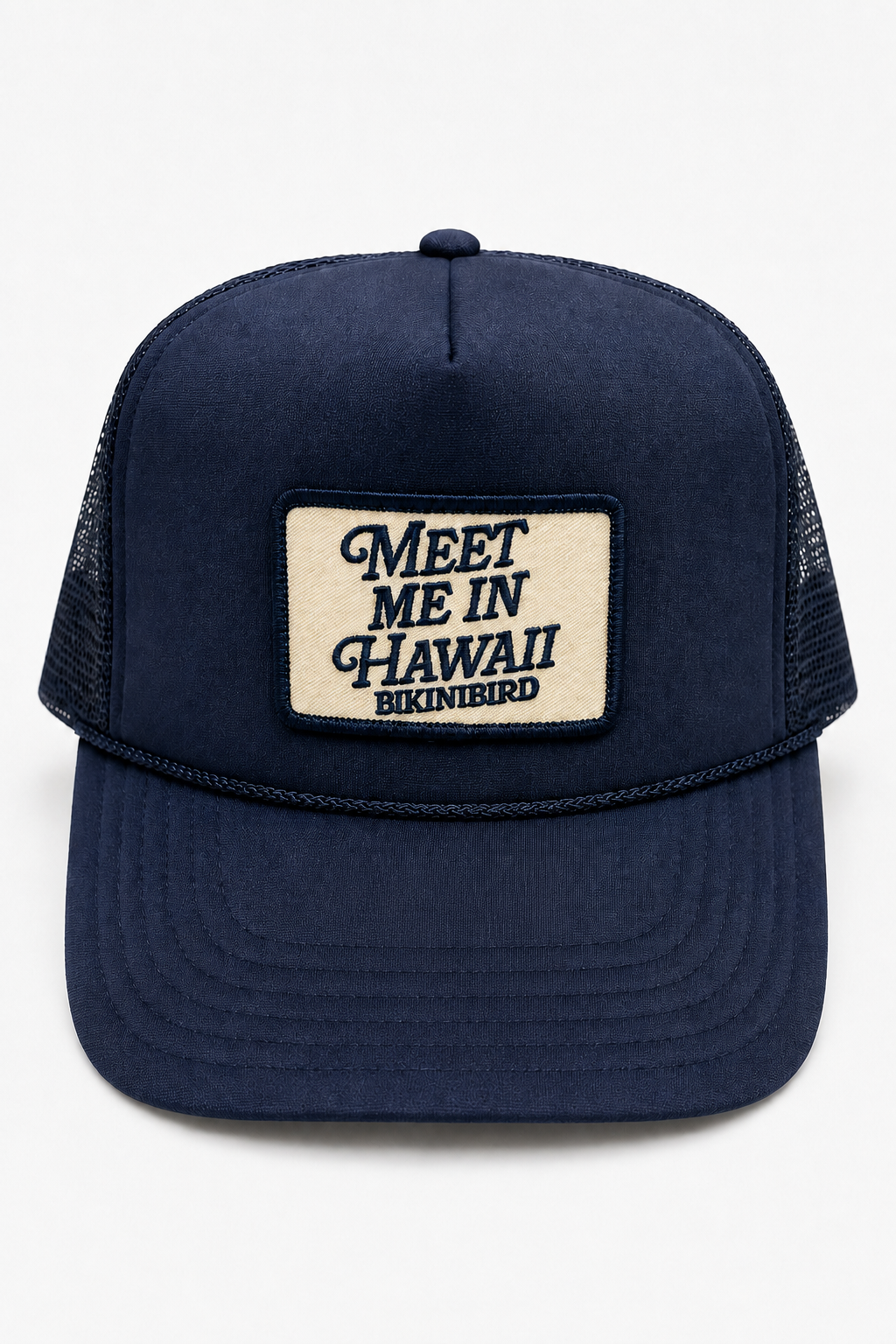 Bikinibird Meet Me in Hawaii Trucker Hat in Navy