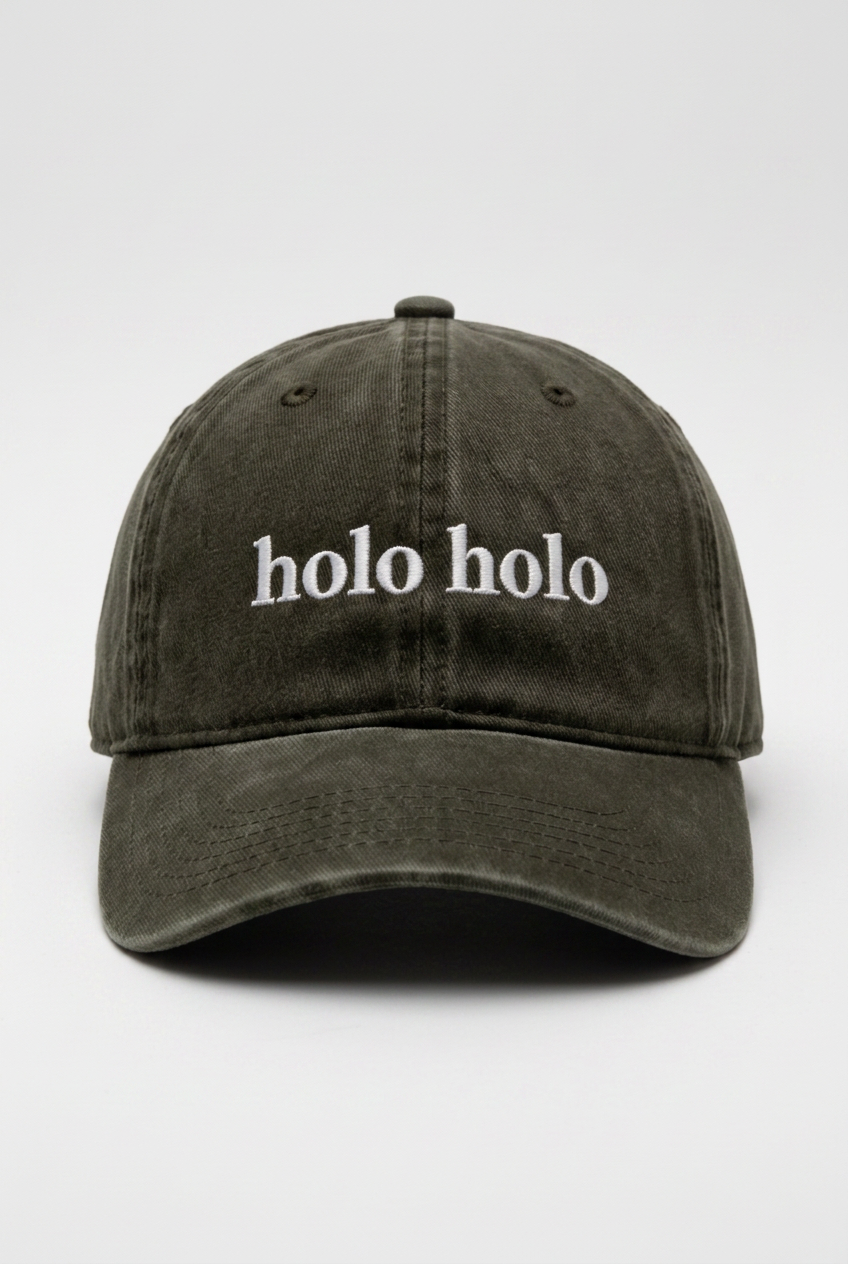 Bikinibird Holo Holo Dad Hat in Dark Olive Green