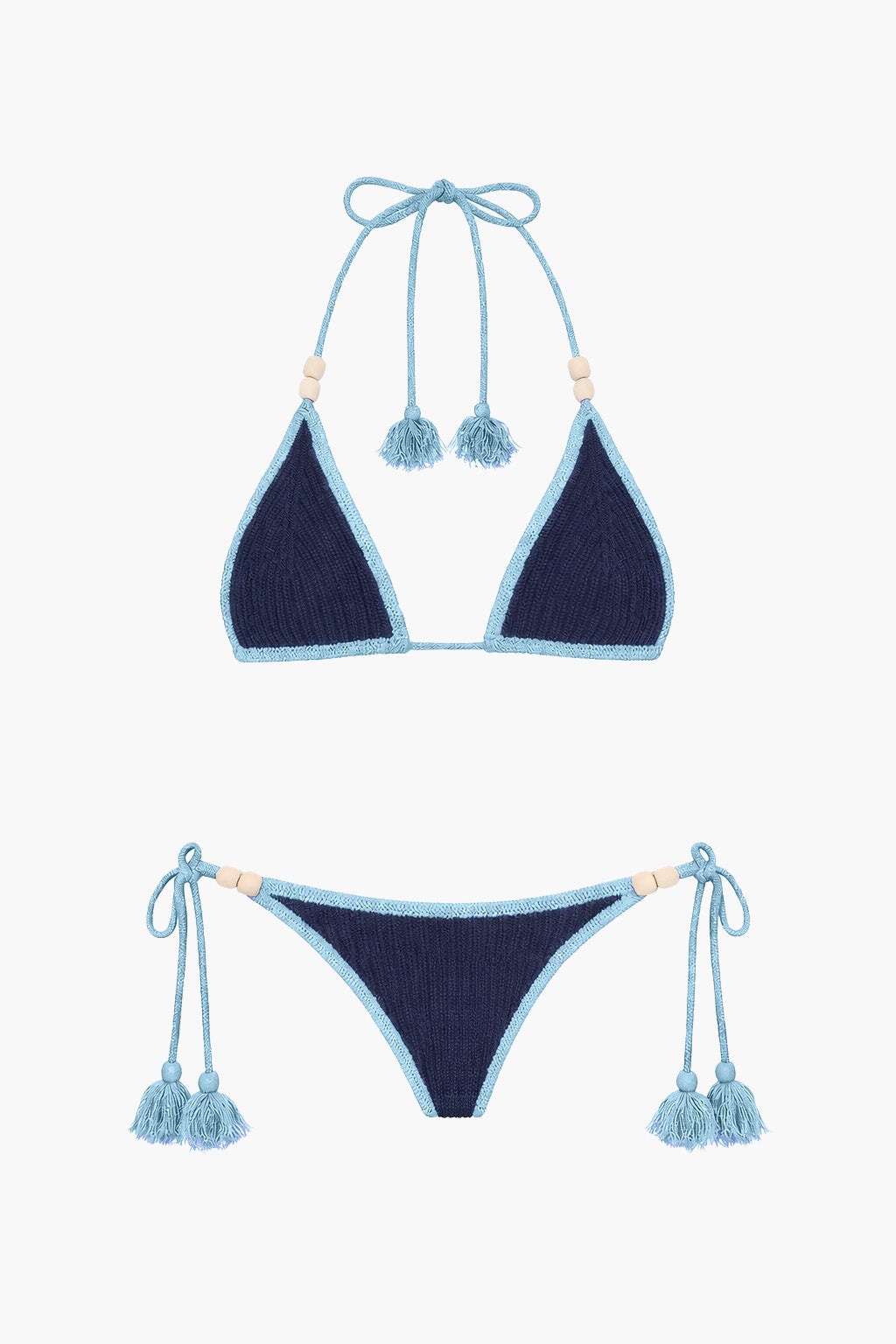 Hykaa Solana Knit Set in Navy/Sky Blue
