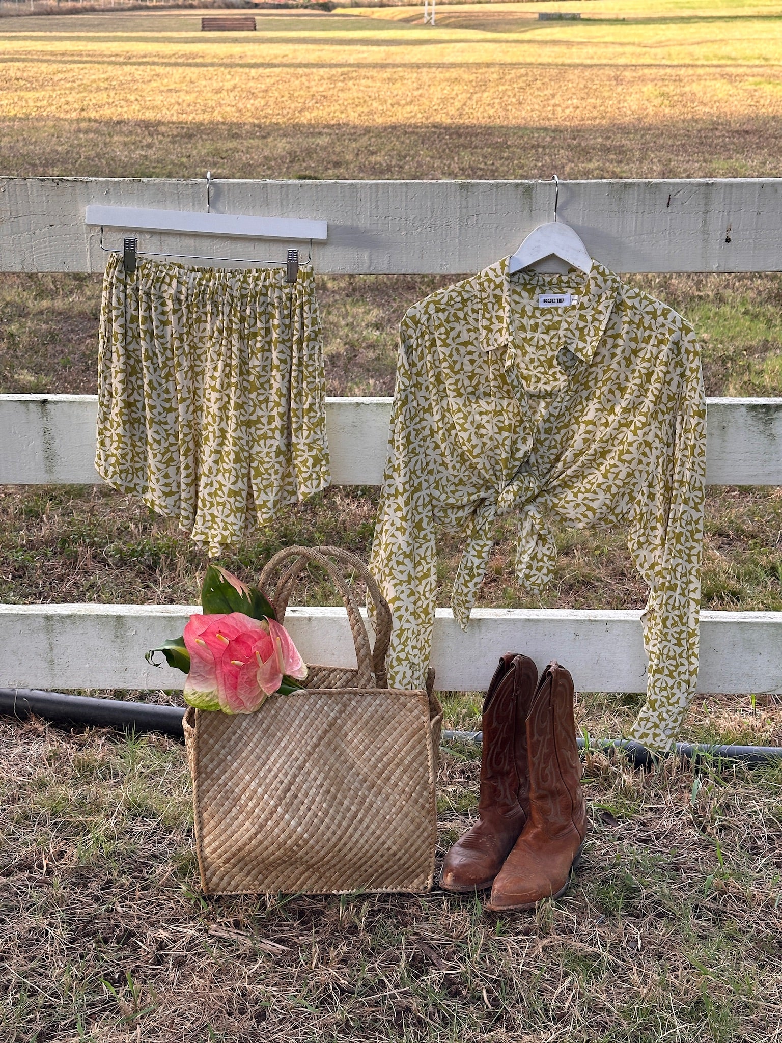 Golden Trip Lea Short in Sage Hibiscus