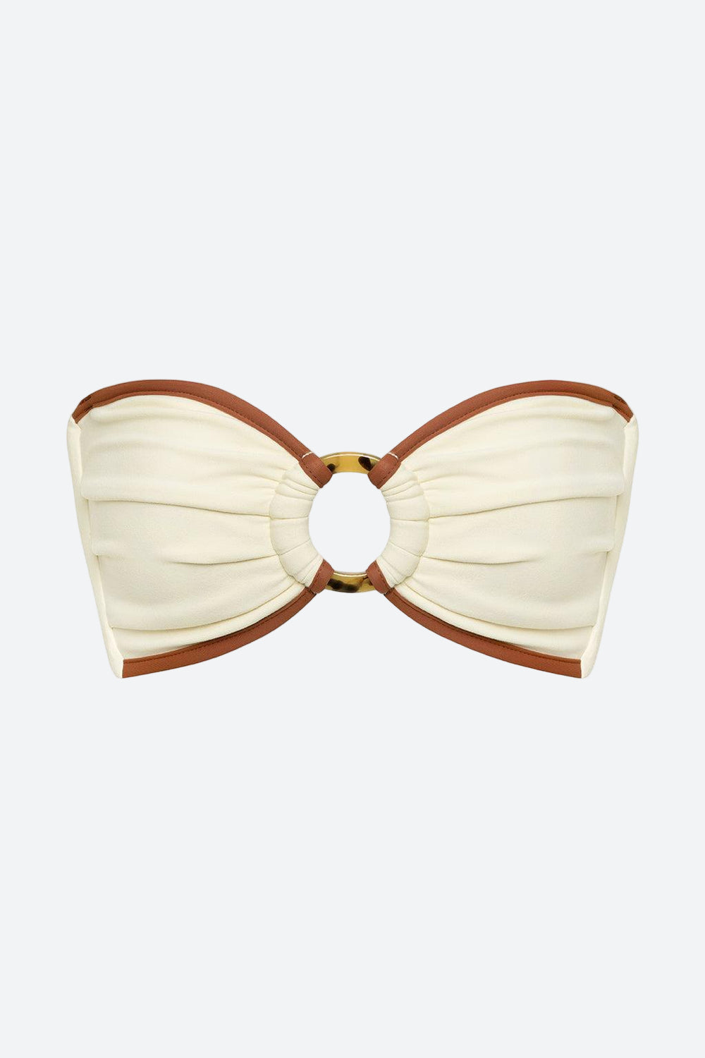 Montce Tori Ties Bandeau Bikini Top in Oat Terracotta Binded