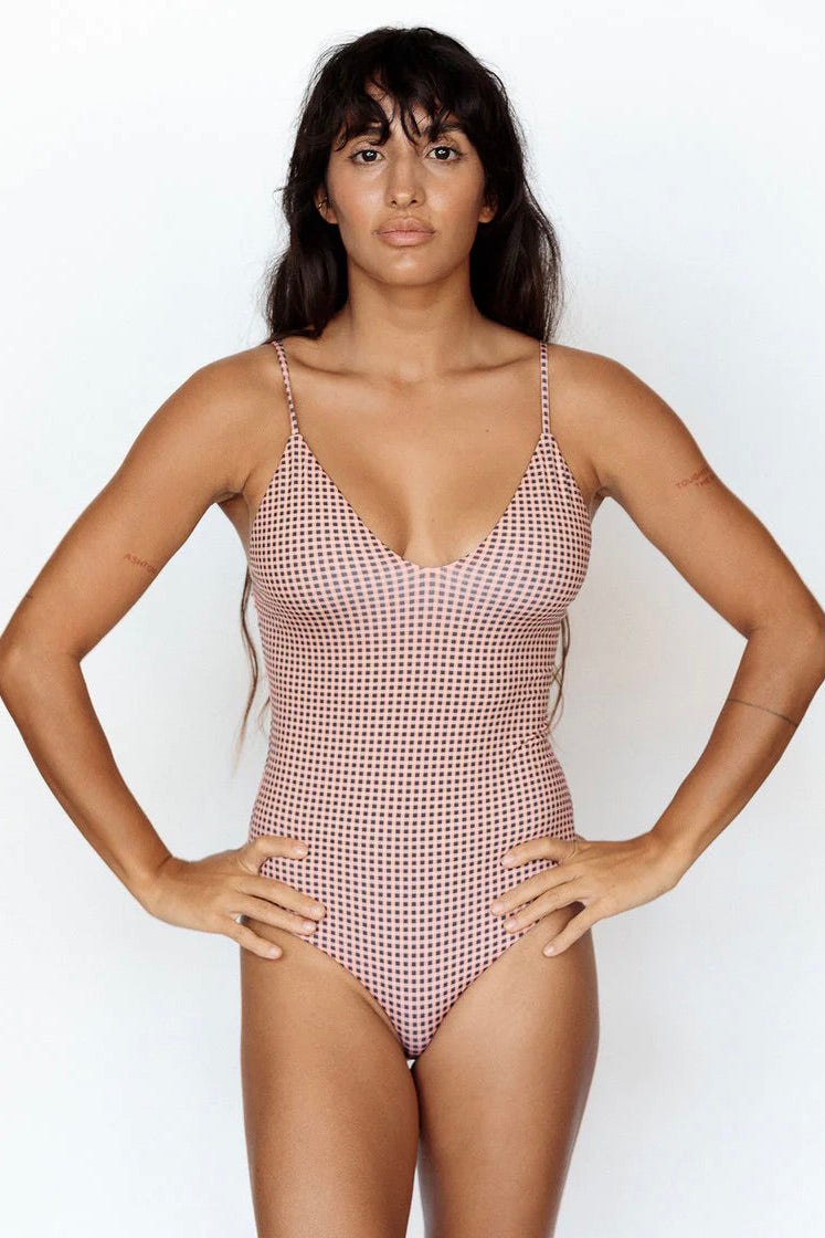 MAI Underwear Everyday Bodysuit in Peach Gingham