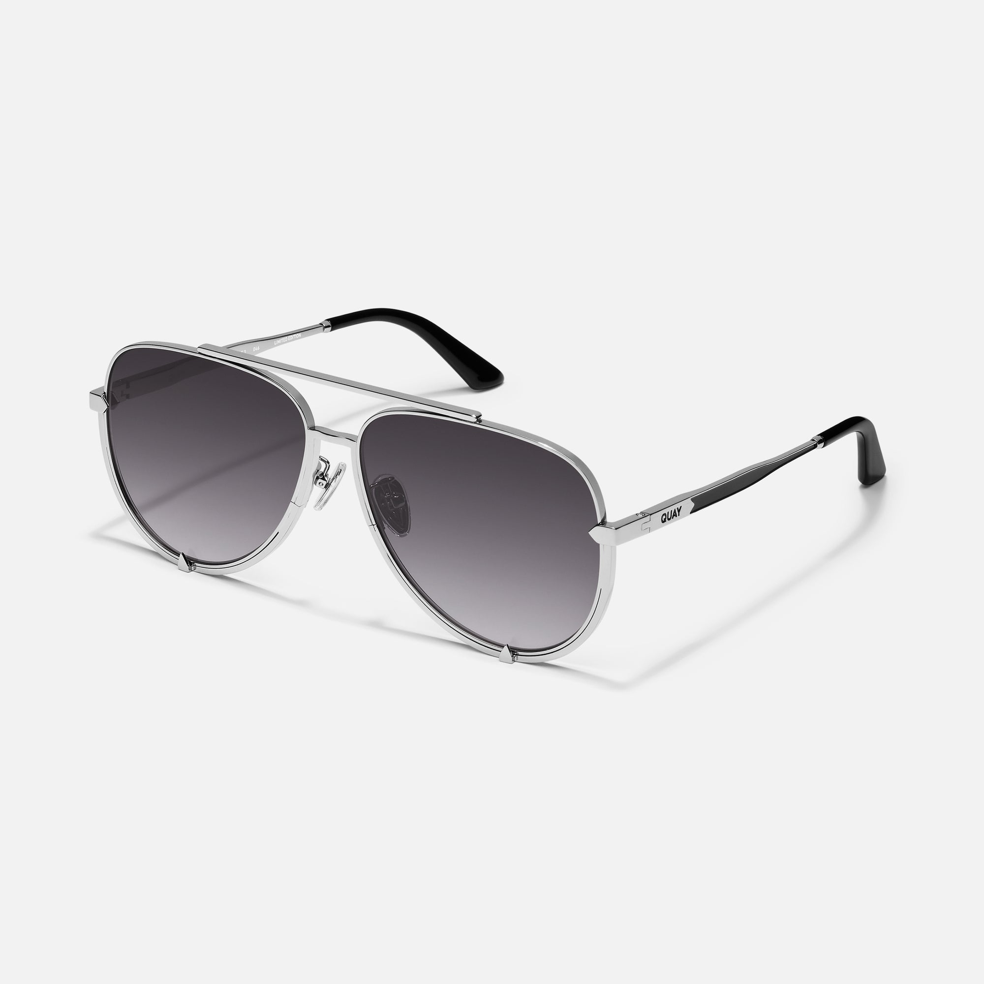 Quay High Key Chrome Sunglasses in Silver Frame / Smoke Lens