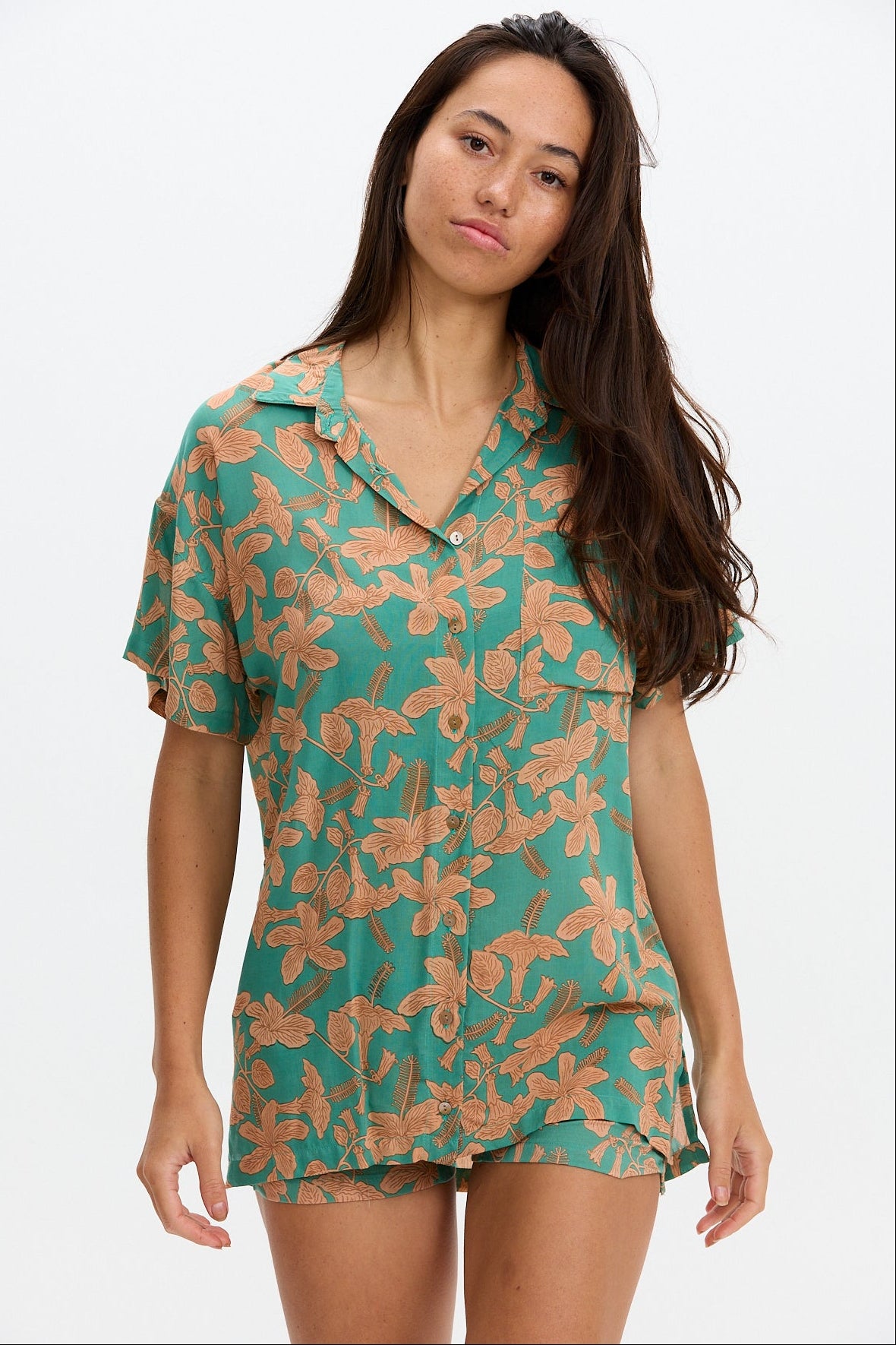Benoa Swim Aloha Shirt Dress in Tropics