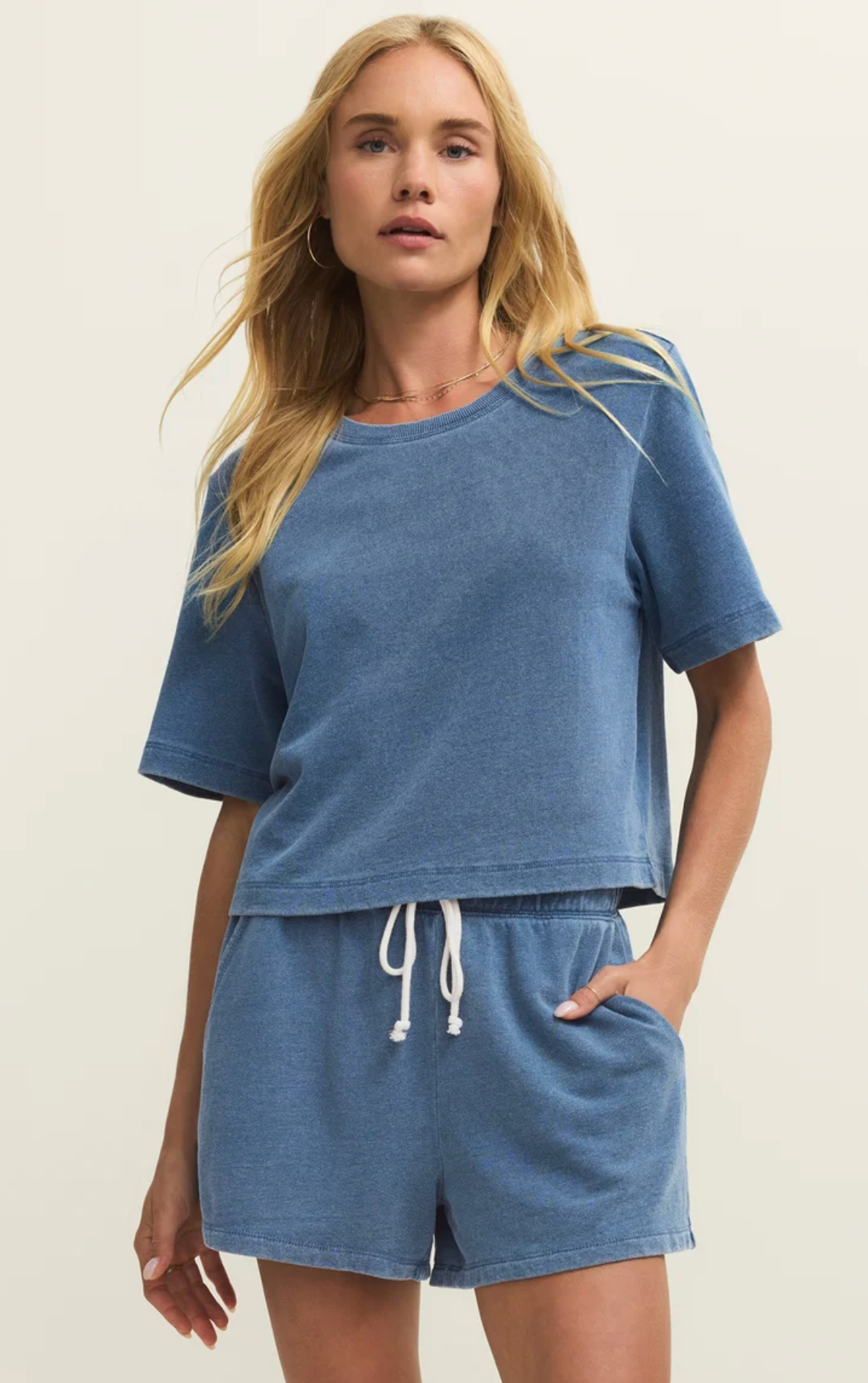 Z Supply Curran Knit Denim Sweatshirt