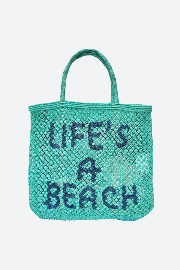 The Jacksons Life's a Beach Tote Bag in Aqua & Indigo