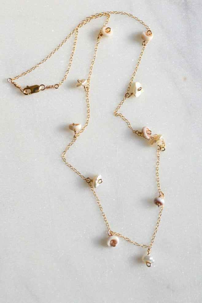 Salty But Sweet Keshi Pearl & Puka Shell Necklace