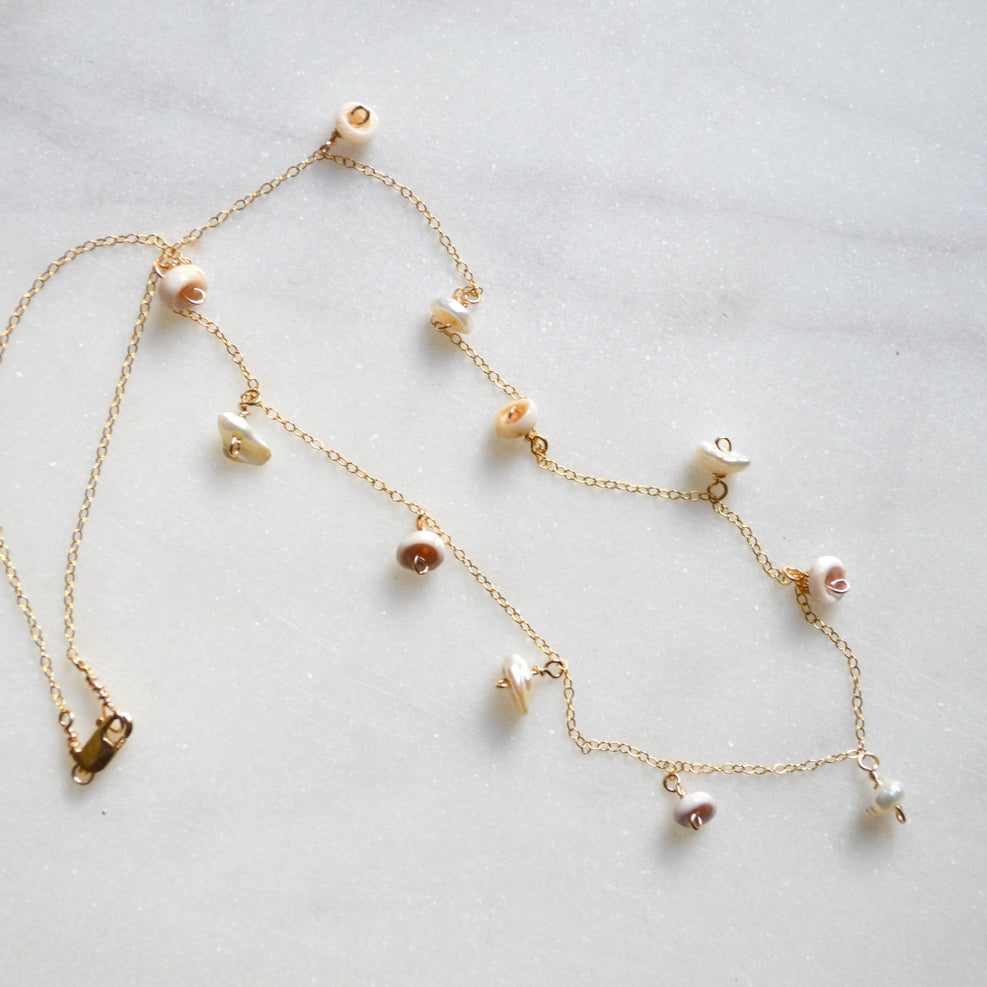 Salty But Sweet Keshi Pearl & Puka Shell Necklace