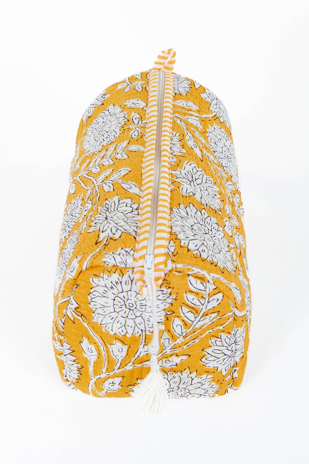 LA Soul Yellow Floral print Quilted Cotton Toiletry Bag Set