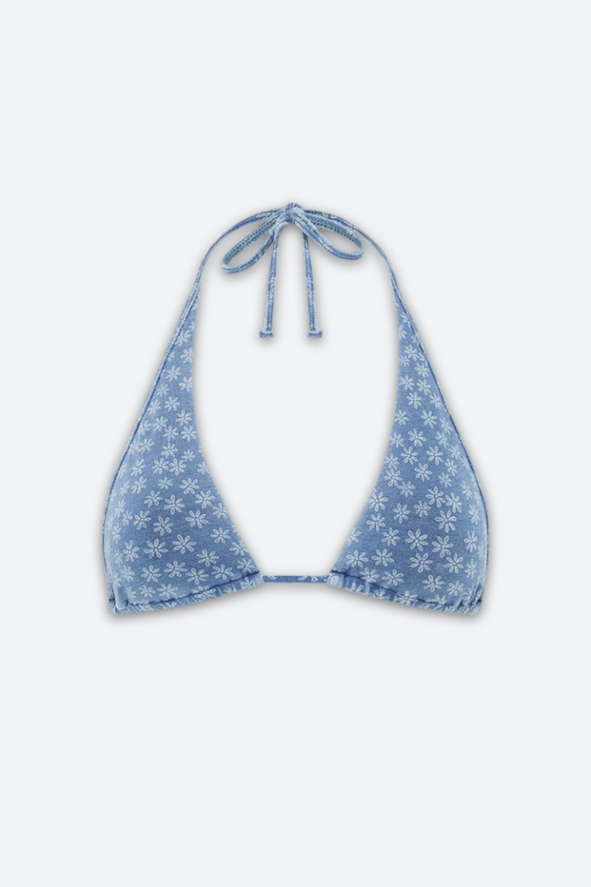 Kulani Kinis Bind Tie Halter Bikini Top in Daisy Denim