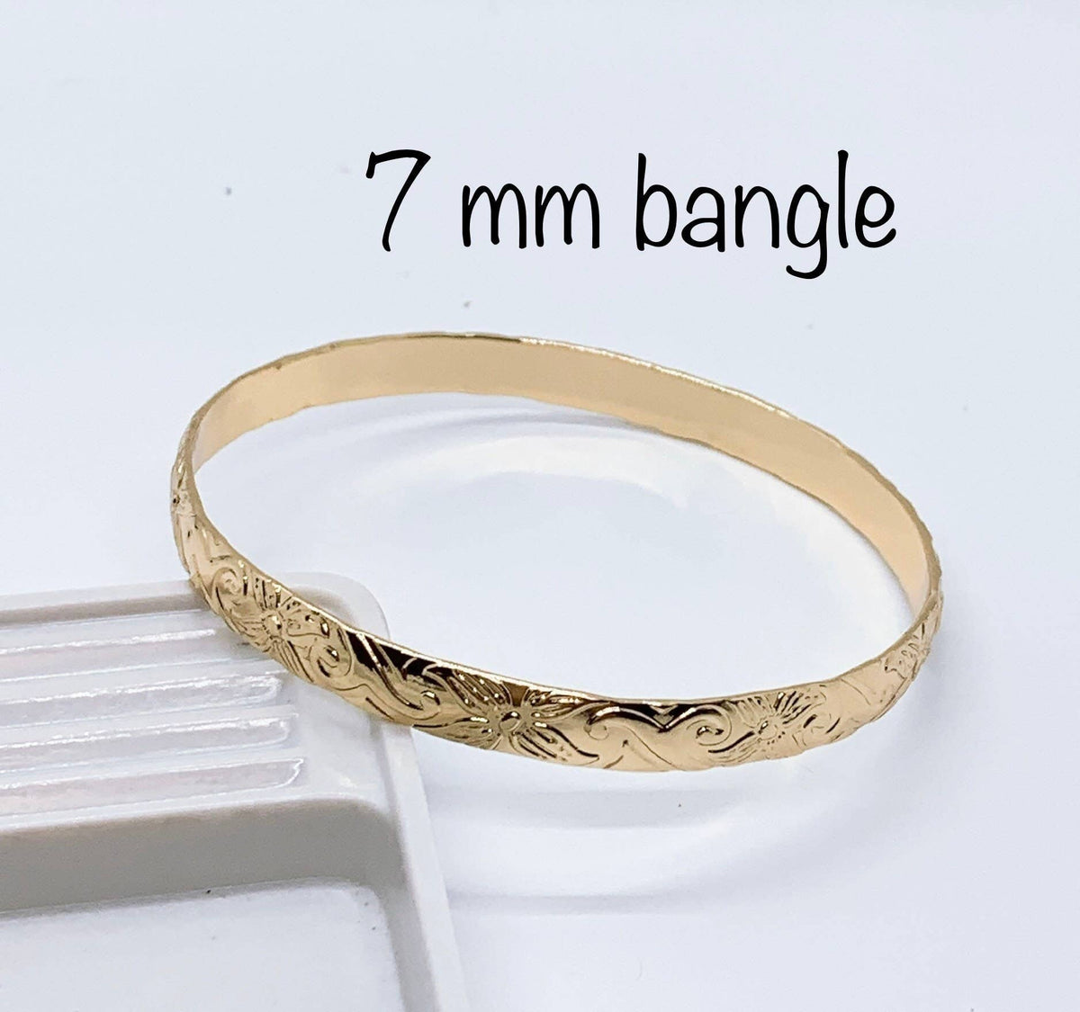 7MM Hawaiian Hamilton Gold Bracelet: No Add On Charm / 6.75