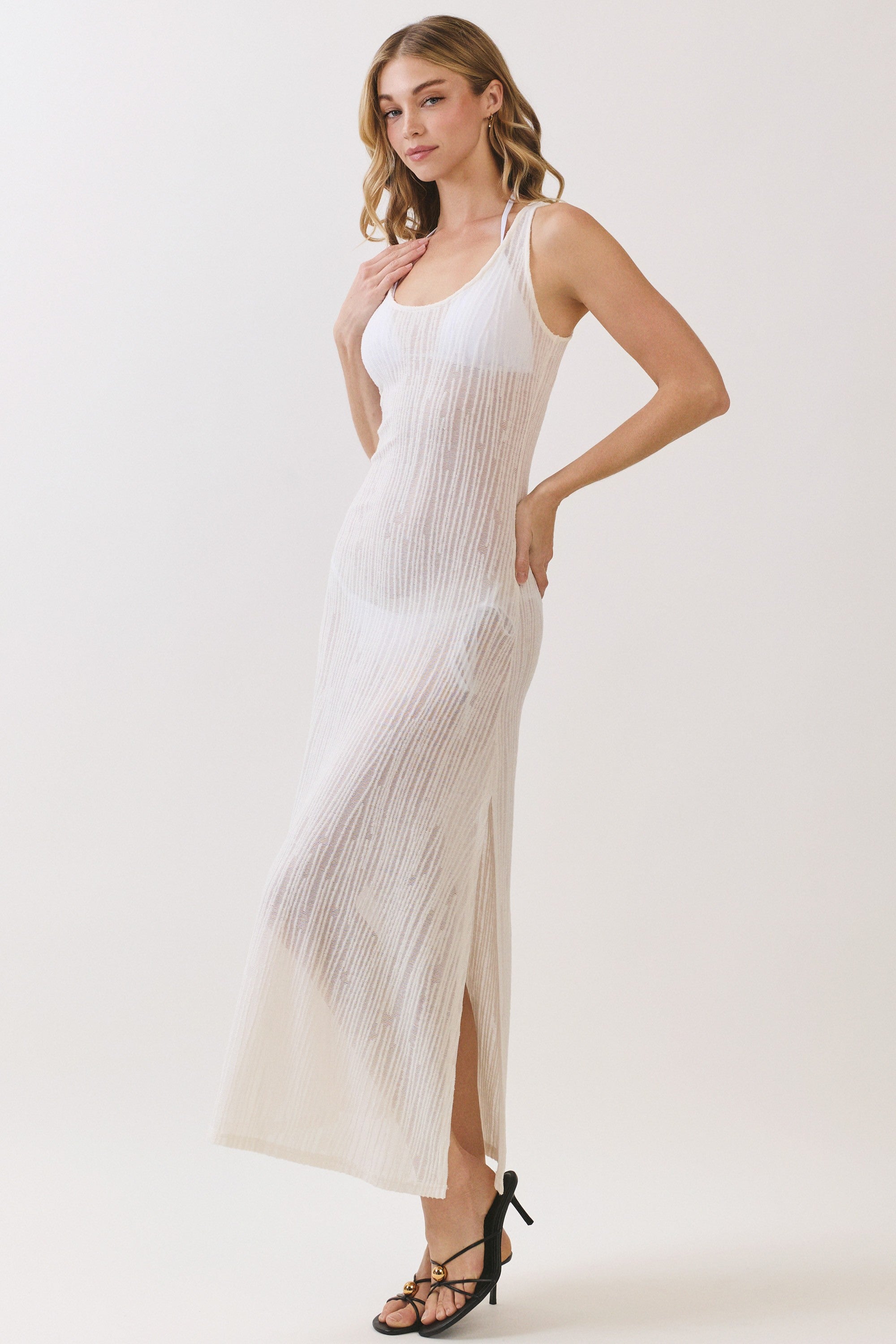 Golden Trip Sheer Lace Midi Dress