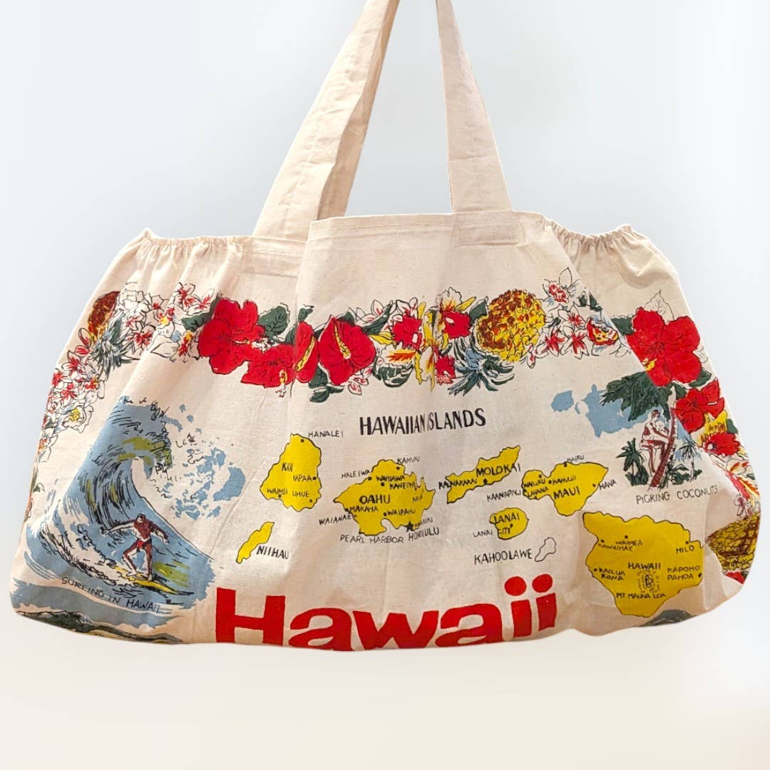 Vintage-Style Hawaiian Islands Large Tote Bag