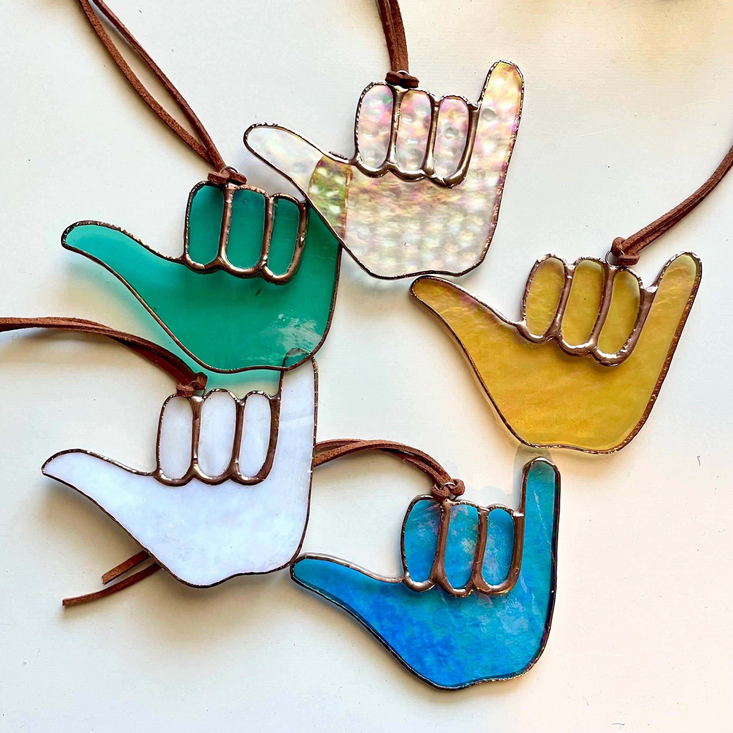 Stained Glass Shaka Ornaments: Blue Iridescent