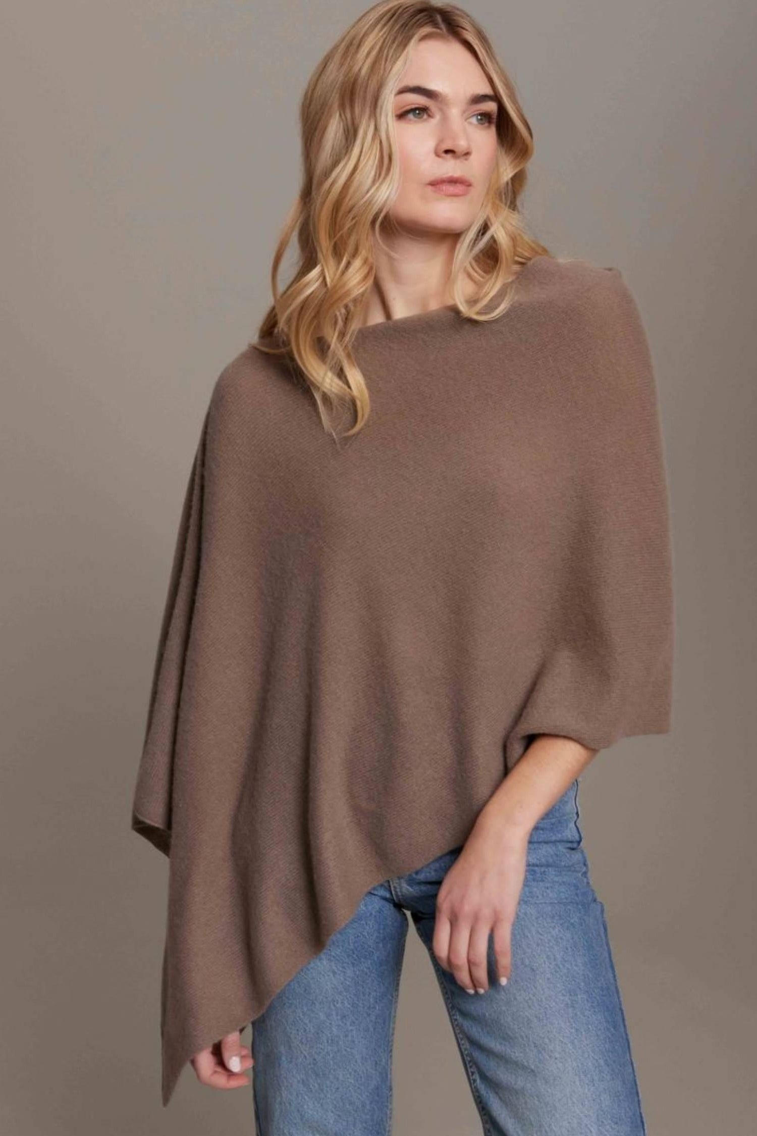 Alashan Cashmere Dress Topper in Truffle