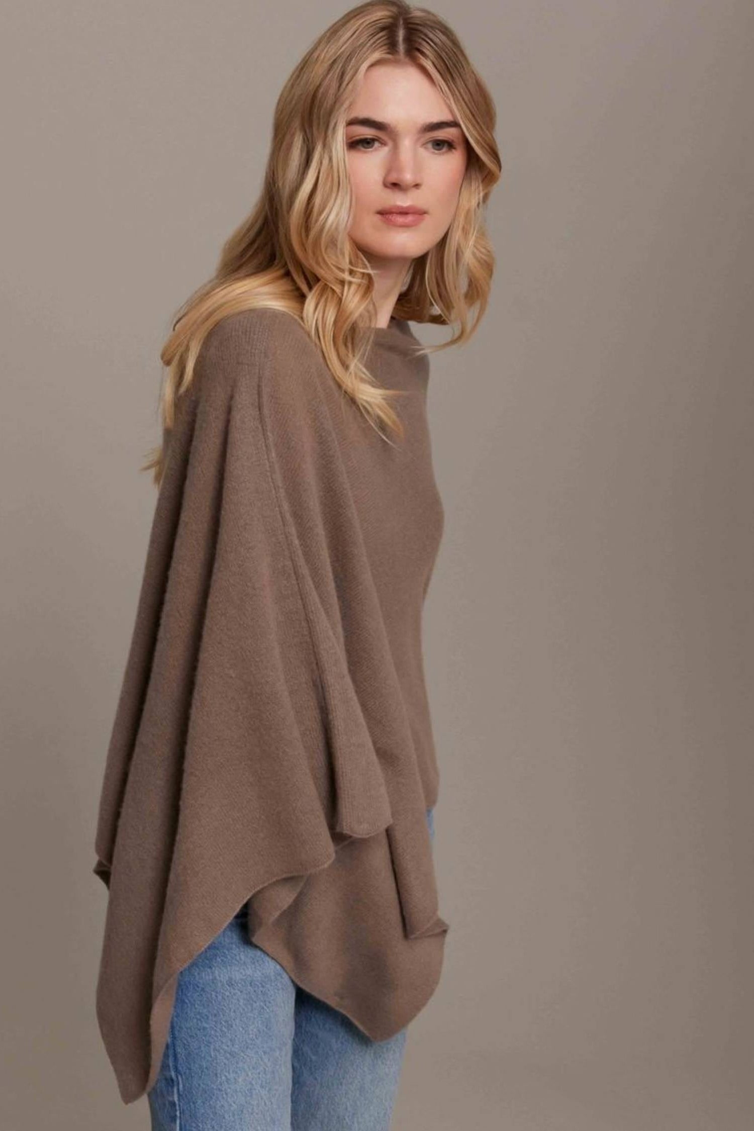 Alashan Cashmere Dress Topper in Truffle