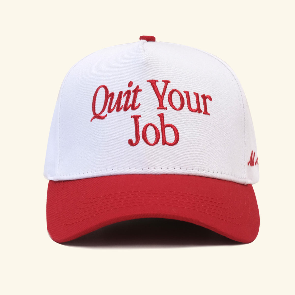 Motel Margarita Quit Your Job Snapback Hat in Cherry/White