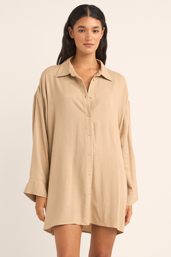 Rhythm Sun Ray Long Sleeve Shirt Dress