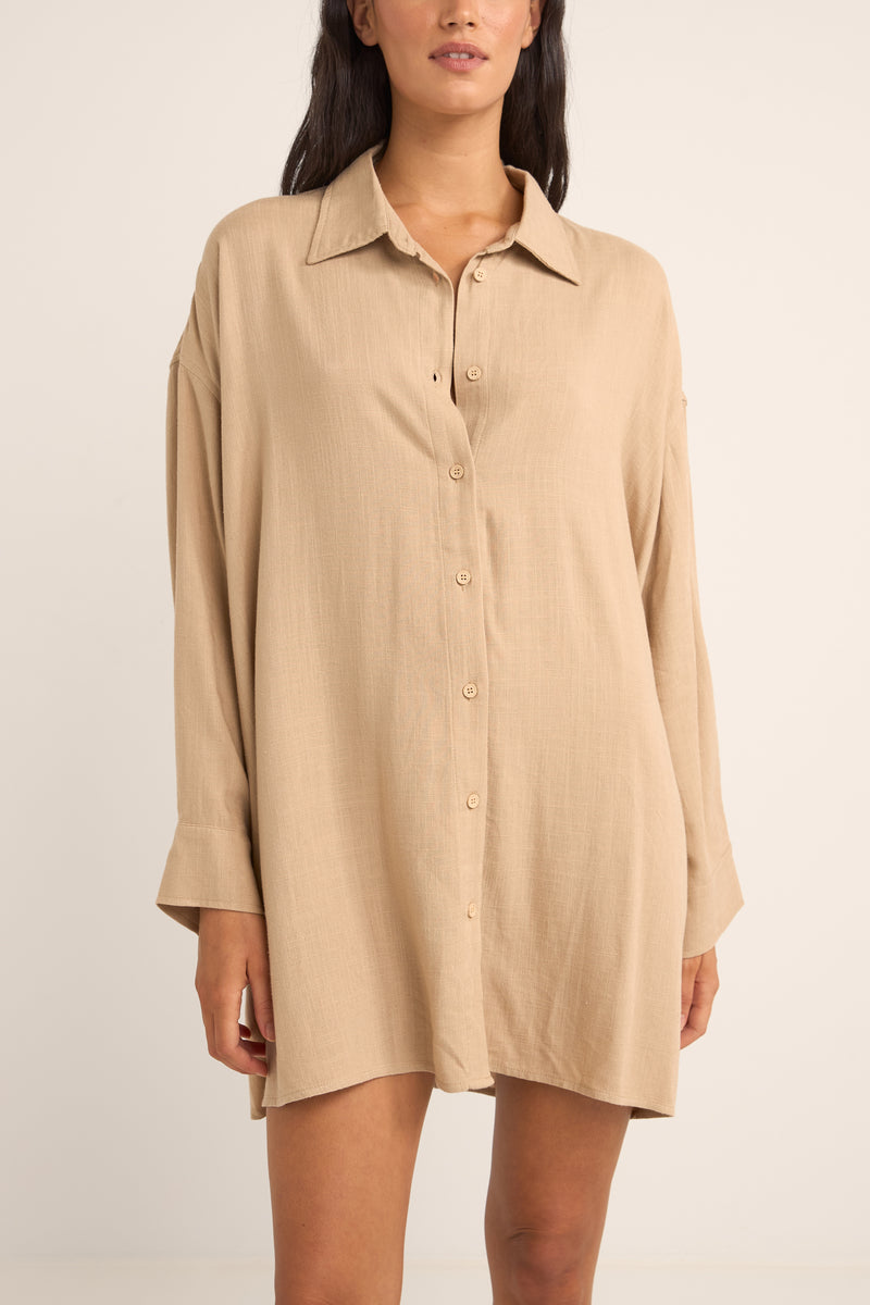 Rhythm Sun Ray Long Sleeve Shirt Dress