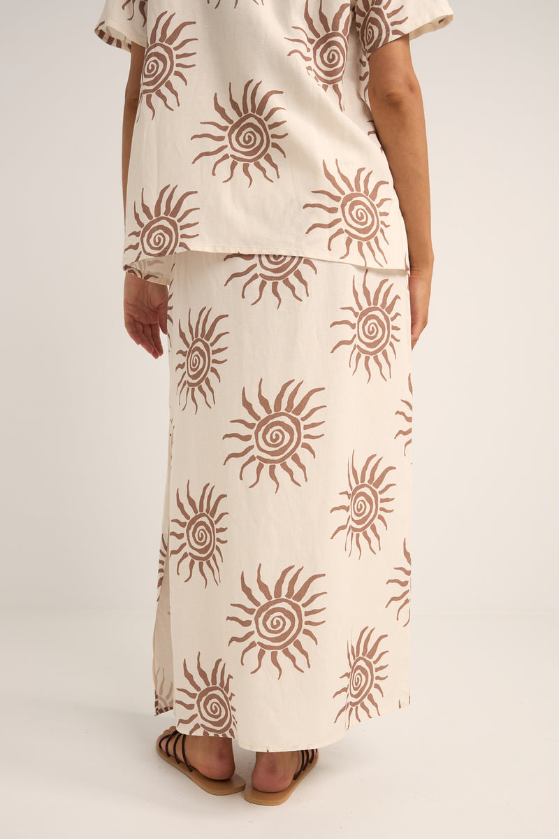 Rhythm Seafarer Maxi Skirt in Brown