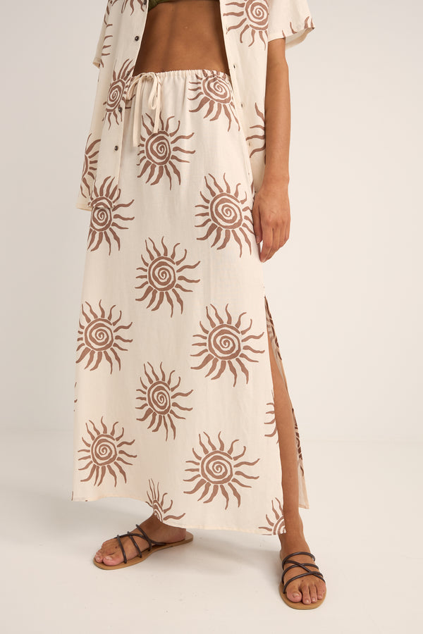 Rhythm Seafarer Maxi Skirt in Brown